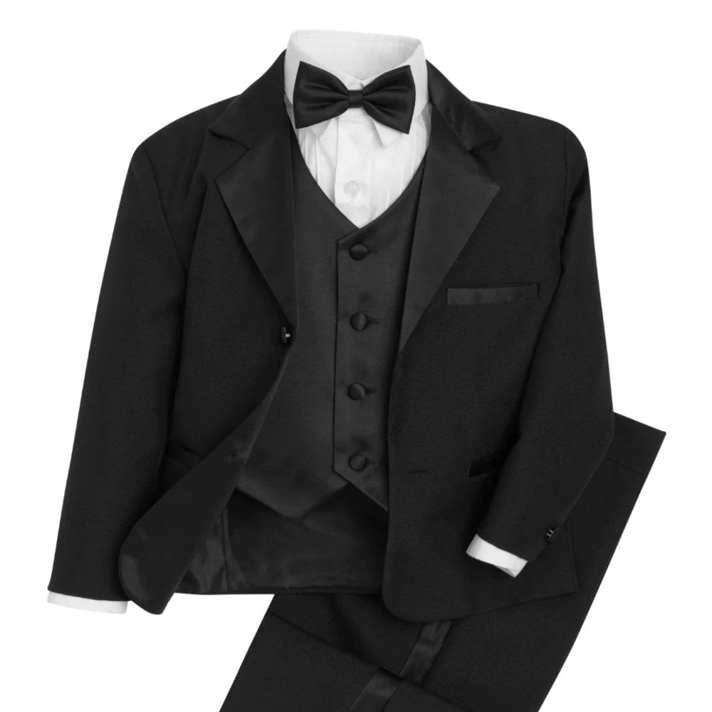 Toddler Boy Bond" Kids Black Tuxedo 5-Piece Set Peanut Butter Collection